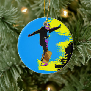 Vol Snowboarder - Snowboarder Ornement en céramiqu