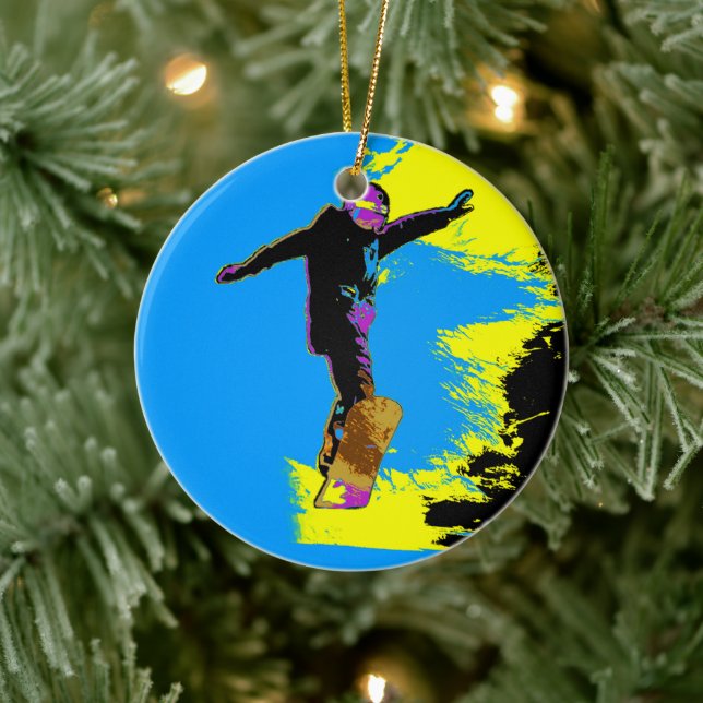 Vol Snowboarder - Snowboarder Ornement en céramiqu (Arbre)