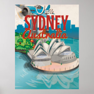 Vol vintage à Sydney, Australie Affiche de voyage