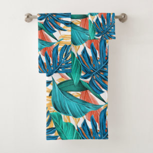 Volage tropical exotique Feuilles Turquoise Bleu S