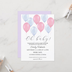 Volant Ballons Oh mon bébé ! Invitation baby showe