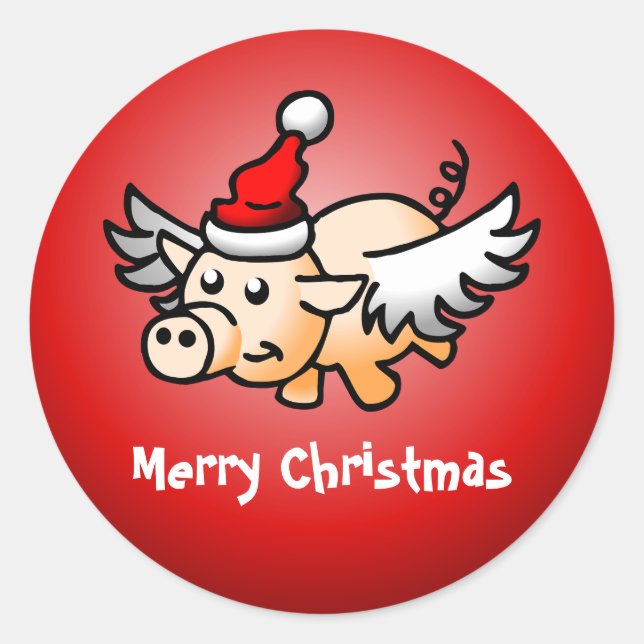 Volant Cochon Noël Classic Sticker rond (Devant)