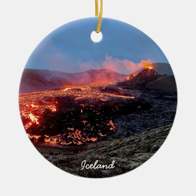Volcan islandais - ornement en céramique (Devant)