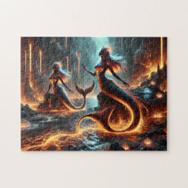 Volcanic Mermaid Lava Ocean Fantasy Art