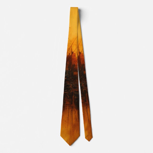 Volcanic Pulse - Red and Amber Abstract Eruption Krawatte (Vorderseite)