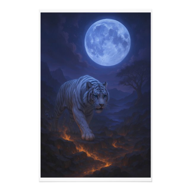 Volcanic White Tiger Premium Wall Art – Fine Art Fotodruck (Vorne)