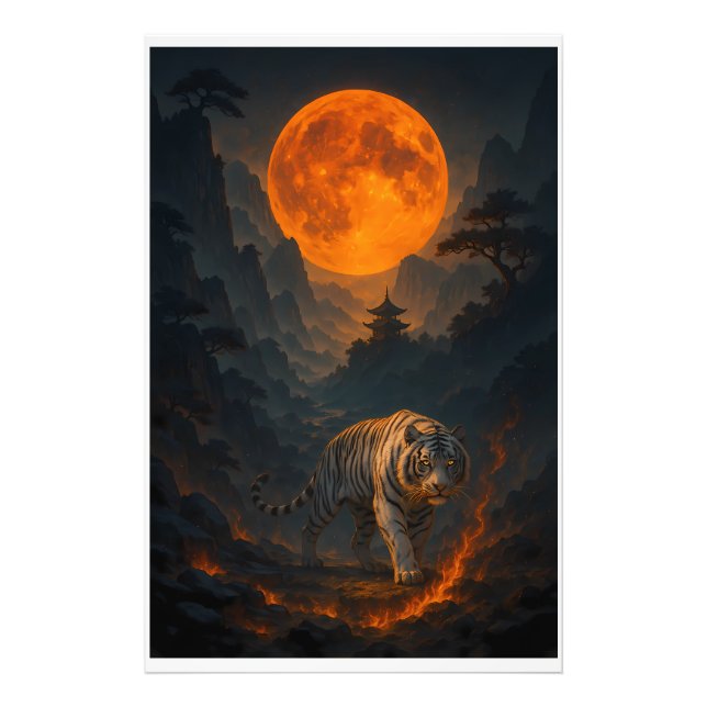 Volcanic White Tiger Premium Wall Art – Fine Art Fotodruck (Vorne)