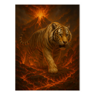 Volcanic White Tiger Premium-Wandkunst – Feine Kun Poster
