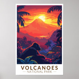 Volcanoes National Park Berggorilla Reise Poster