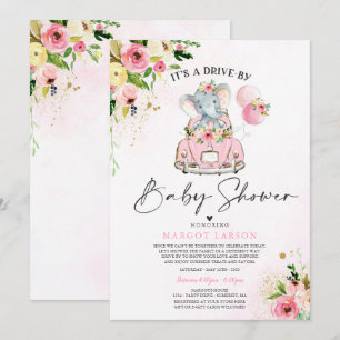 Volée éléphante par Baby shower Invitation rose