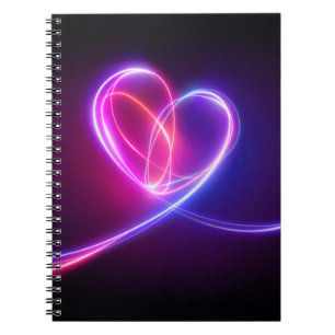 Volet rosa Neonlicht zeichnend. Abstrakte Herzzeit Notizblock
