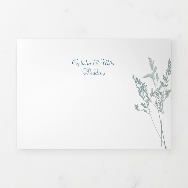 Volets Invitation simple botanique pliée en trois (Page de couverture)