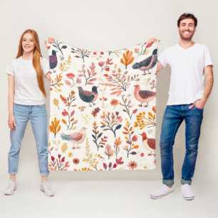 Volks kunst Truthähne – Naturinspirierter Herbst 2 Fleecedecke
