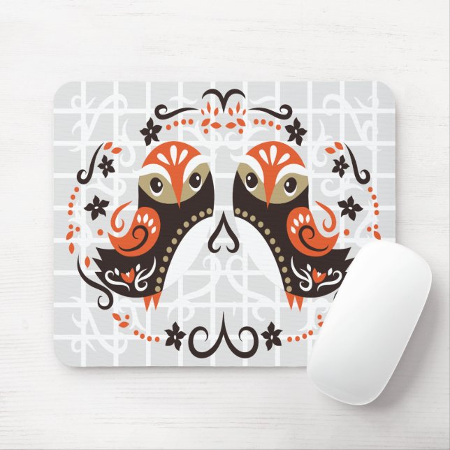 Volks Kunst Zwillings-Eulen-Raster-Mauspad Mousepad (Mit Mouse)