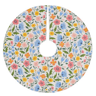 Volksblumen: Farbige kleine Muster Polyester Weihnachtsbaumdecke