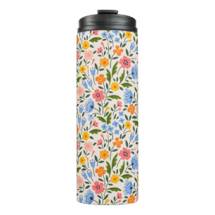 Volksblumen: Farbige kleine Muster Thermosbecher