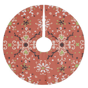 Volksblumen: Farbige Talavera-Muster. Polyester Weihnachtsbaumdecke