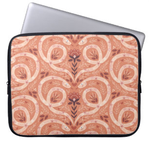 Volksblumen-Schlange: Symmetrisches Vintage Laptopschutzhülle