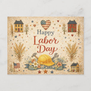 Volksfest Patriotischer "Happy Labor Day" Feiertagspostkarte
