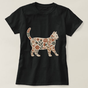 Volksgut Blumenkatze Silhouette Design T-Shirt
