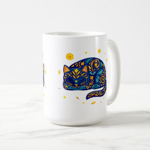 Volksgut Katze in Blau Kaffeetasse
