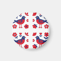 Volksgut Rot Blau Vogel Blumenmuster