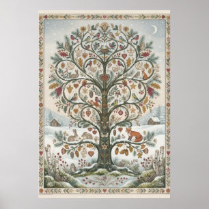 Volkskunst Baum des Lebens Wildtier Natur Poster