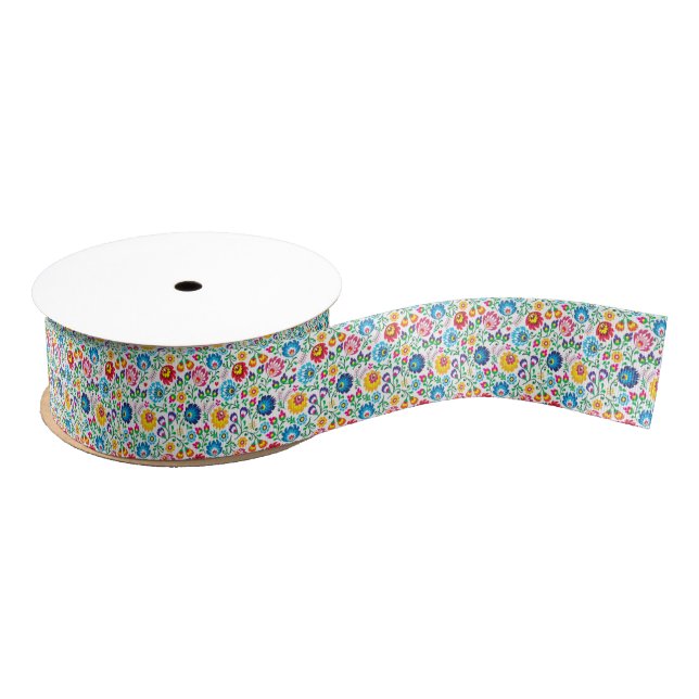 Volkskunst-Blumen-Muster 2 Ripsband (Spule)