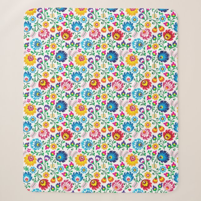 Volkskunst-Blumen-Muster 2 Sherpadecke (Vorderseite)