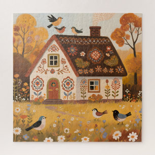 Volkskunst Cottage Vögel Herbst