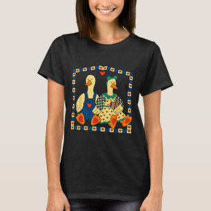 Volkskunst-Entenpaar mit Herzen Landhaus-Stil T-Shirt