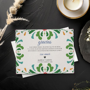 Volkskunst Farbige Florale Fiesta Spanische Hochze Dankeskarte