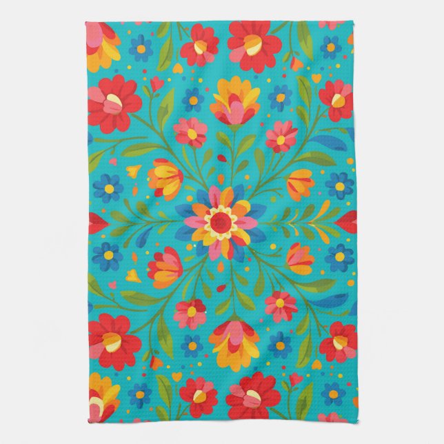 Volkskunst floral  geschirrtuch (Vertikal)