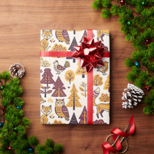 Volkskunst Fuchs Eule Sperling Nordic Geschenkpapi Geschenkpapier