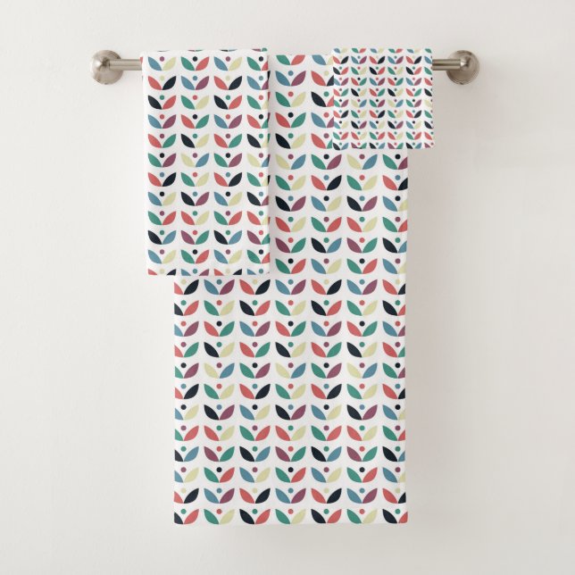 Volkskunst-geometrisches mit Blumenmuster Badhandtuch Set (Insitu)