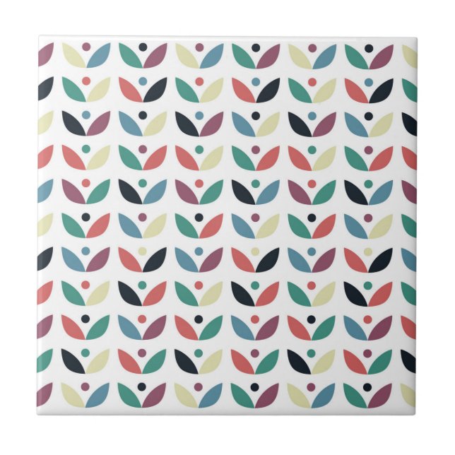 Volkskunst-geometrisches mit Blumenmuster Fliese (Vorderseite)