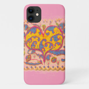 Volkskunst Herz mit Blätter und Blume Case-Mate iPhone Hülle
