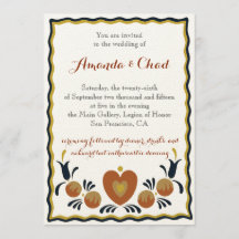 Volkskunst-Hochzeitseinladung
