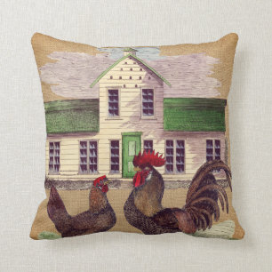 Volkskunst-Hof-Huhn-rustikaler Entwurf Kissen