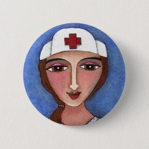 Volkskunst-Krankenschwester - Button