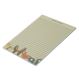 Volkskunst-Motten, Schmetterlinge, die von Grün um Notizblock