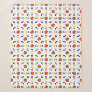 Volkskunst-NeonBlumen-geometrisches Muster Sherpadecke