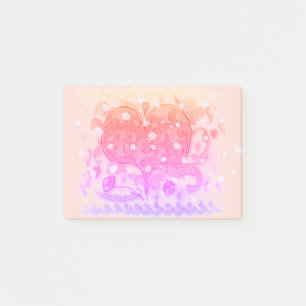 Volkskunst Rosemaling Rosa Herz & Blätter, Blumen Post-it Klebezettel