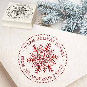 Volkskunst-Schneeflocke warme Winterwünsche Grüße Gummistempel