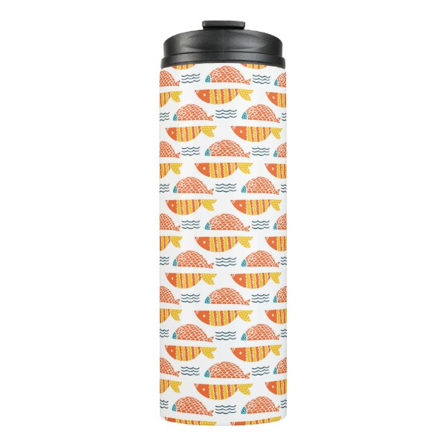 Volkskunst-Schwimmen-Fisch-Muster Thermosbecher (Vorderseite)
