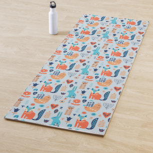 Volkskunst-Waldtier-Muster Yogamatte