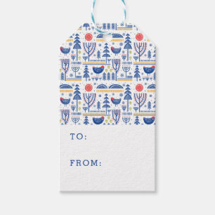 Volkskunst-Winter-Vogel-Muster Geschenkanhänger