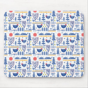 Volkskunst-Winter-Vogel-Muster Mousepad