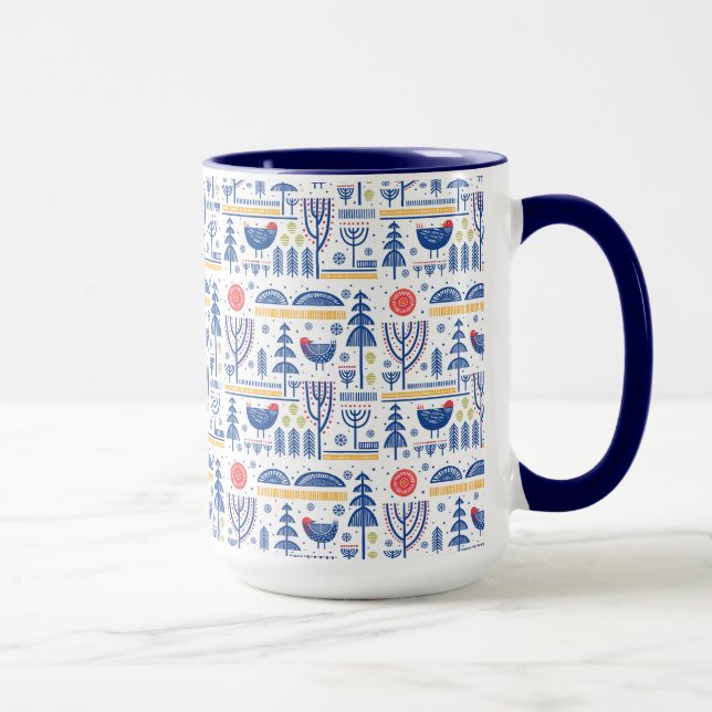 Volkskunst-Winter-Vogel-Muster Tasse (Rechts)