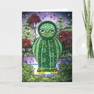 VOLKSKUNST wunderliche nahe Eule DURCH Karte